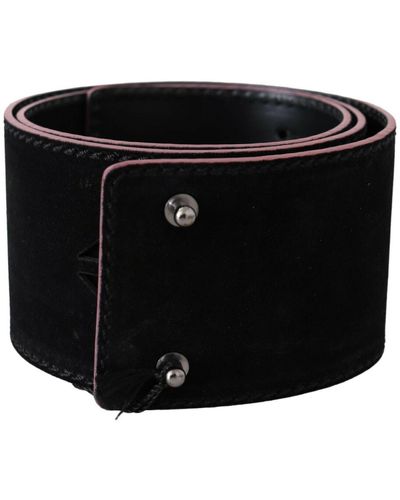 CoSTUME NATIONAL Leather Wide Waist Studded Belt - Black