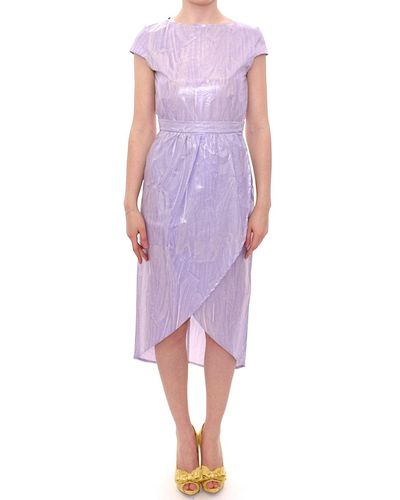 Licia Florio Cap Sleeve Below Dress Purple Mom10099