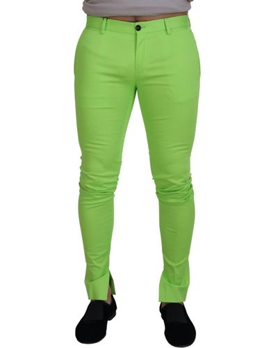 Dolce & Gabbana Light Green Cotton Skinnytrousers Pants