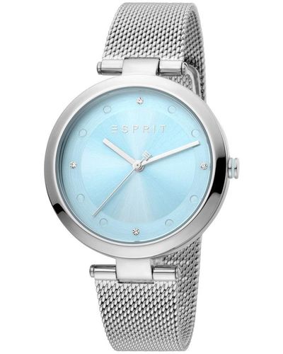 Esprit Silver Quartz Metal Strap Watch - Blue