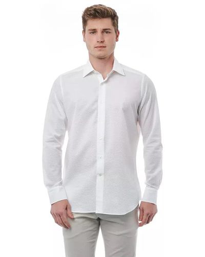 Bagutta Elegant Italian Collar Cotton Shirt - White