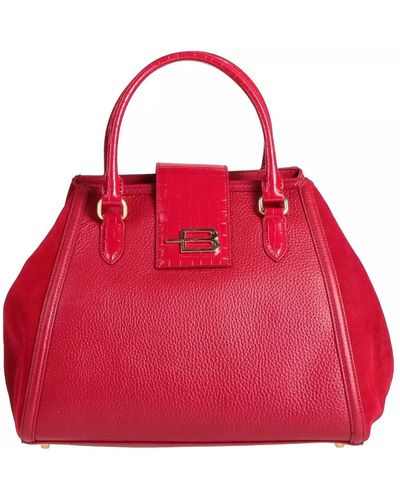 Baldinini Elegant Calfskin Croco-Print Handbag - Red