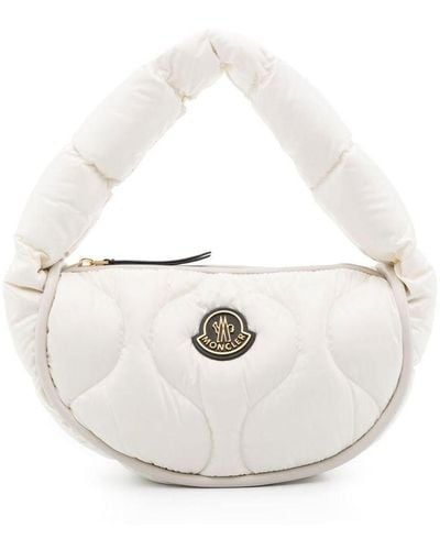 Moncler Chic Snowy Hobo Bag With Luxe Feather Padding - White