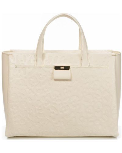 Class Roberto Cavalli White Leather Di Calfskin Handbag - Natural