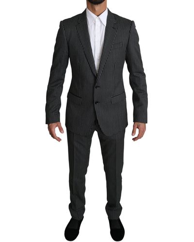 Dolce & Gabbana Stripes 2 Piece Martini Suit Beige Kos1531 - Black