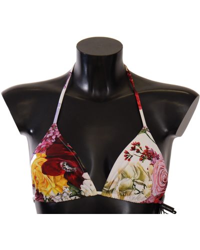 Dolce & Gabbana Ortensie Floral-print Bikini Top - Black