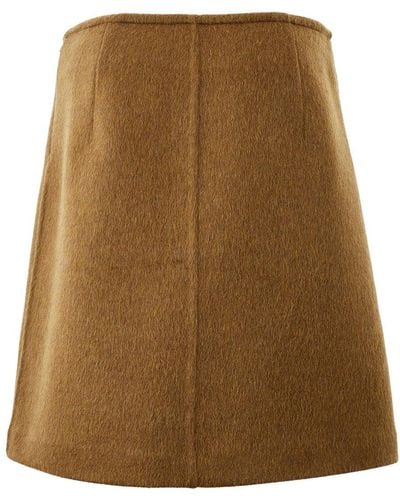 Bottega Veneta Brown Wool Mohair Skirt - Natural