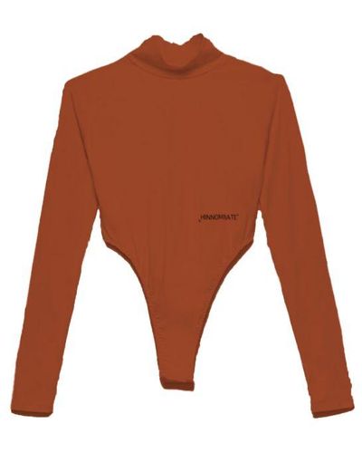 hinnominate Elegant Stretch Turtleneck Bodysuit - Brown
