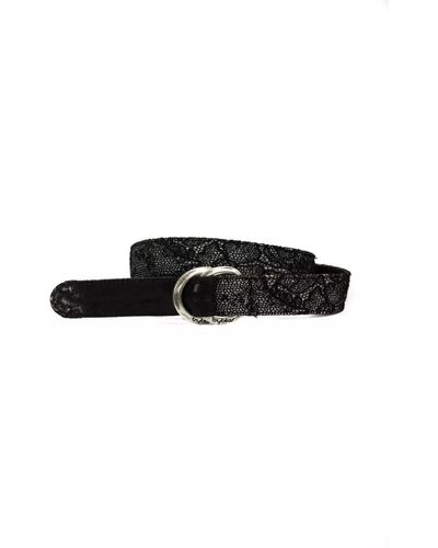 Byblos Elegant Textured Weave Leather Belt - Black