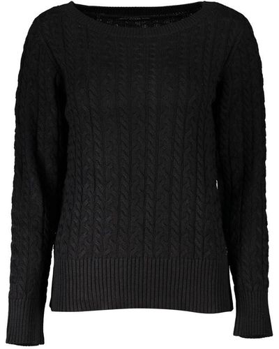 Guess Chic Boat Neck Sweater With Contrast Details - Black