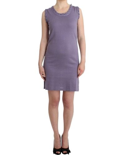 John Galliano Cotton Jersey Dress Purple Sig11571