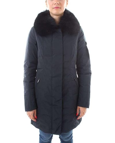 Peuterey Elegant Winter Jacket With Fox Fur Hood - Blue