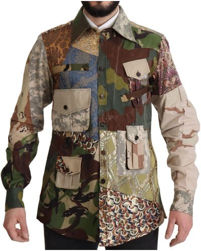 Dolce & Gabbana Patchwork Camouflage Casual Shirt - Green
