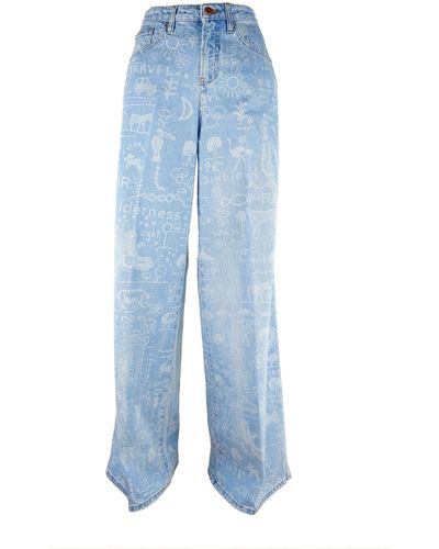Don The Fuller Chic Wide Leg Printed Jeans For - Blue