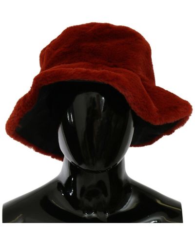 Dolce & Gabbana Bordeaux Fur Wide Brim Bucket Hat - Brown