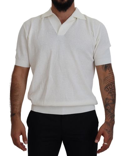 Dolce & Gabbana Ivory Polo T-Shirt With Classic Elegance - Gray