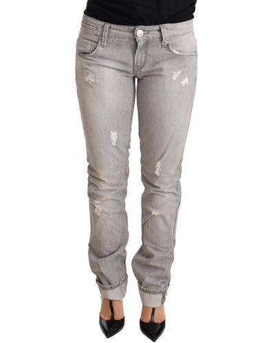 Acht Chic Slim Fit Tattered Wash Jeans - Gray