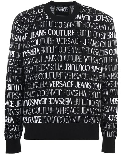 Versace Cotton Logo Details Sweater - Black