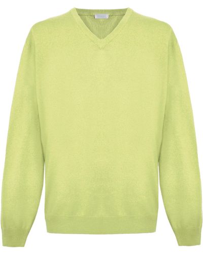 Malo Yellow V-neck Cashmere Sweatshirt