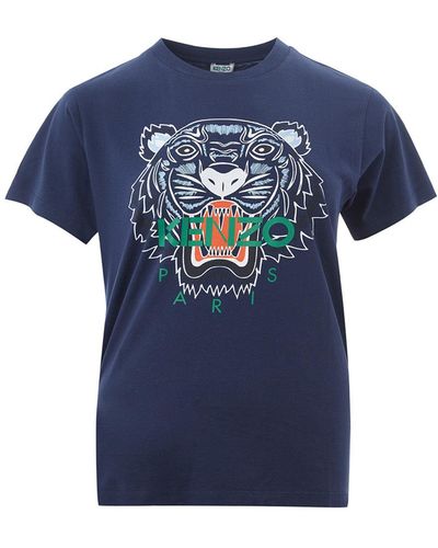 KENZO Tiger Embroidered Crewneck T-shirt in Black for Men