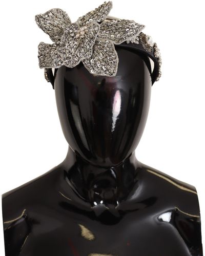 Dolce & Gabbana Black Crystal Silver Diadem Tiara Headband
