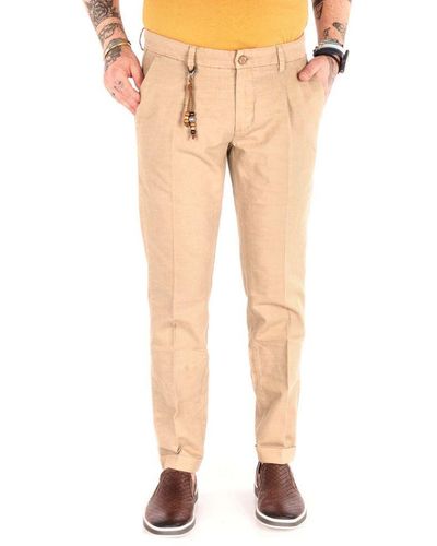Yes-Zee Beige Cotton Jeans & Pant - Natural
