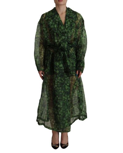Dolce & Gabbana Enchanting Sheer Silk Organza Trench Coat - Green