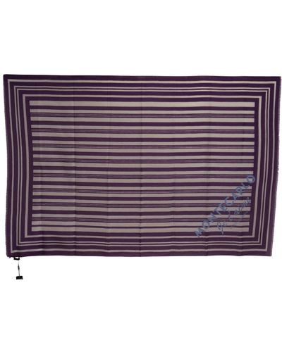Dolce & Gabbana Elegant Striped Logo Cotton Scarf - Purple