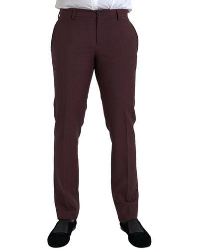 Dolce & Gabbana Wool Slim Fit Dress Pants - Purple