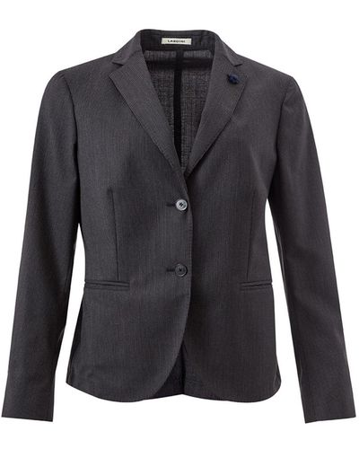 Lardini Pinstripe Wool Jacket - Black
