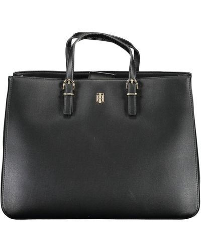 Tommy Hilfiger Elegant Black Contrast Detail Handbag