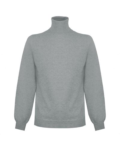 Malo High Neck Gray Cashmere Sweatshirt