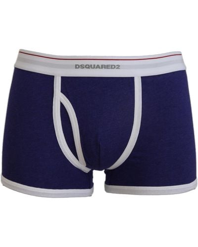 DSquared² Blue White Logo Cotton Stretchtrunk Underwear