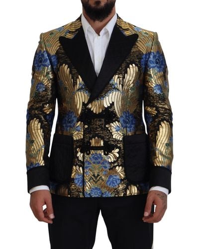 Dolce & Gabbana Lurex Double Breasted Jacket Blazer - Black