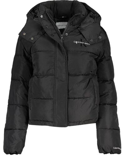 Calvin Klein Sleek Long-Sleeved Jacket With Removable Hood - Black