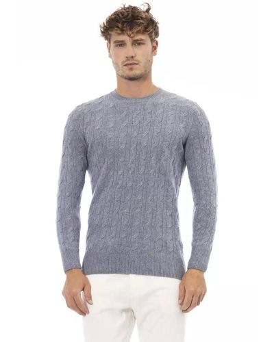 Alpha Studio Elegant Crewneck Sweater - Blue
