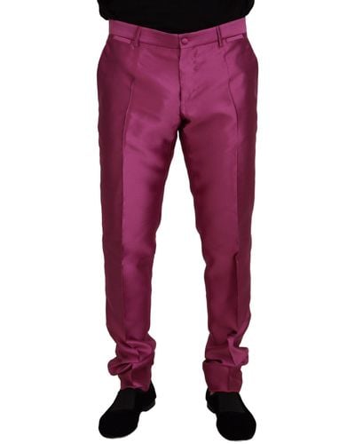 Dolce & Gabbana Elegant Slim Fit Formal Dress Pants - Red