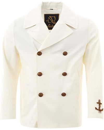 Sealup Elegant Double Breasted Cotton Jacket - White