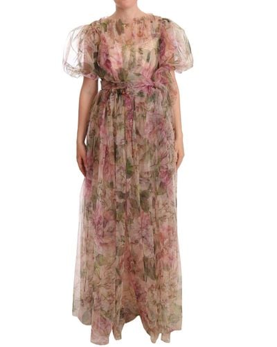 Dolce & Gabbana Floral Print Nylon Maxi Dress - Multicolor
