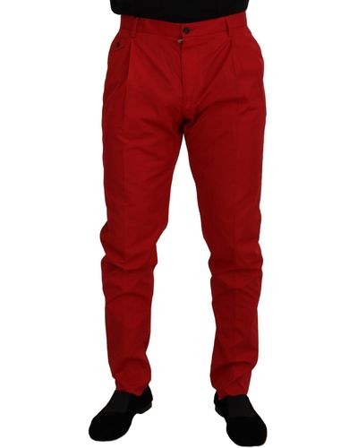 Dolce & Gabbana Elegant Slim Fit Crimson Chinos - Red
