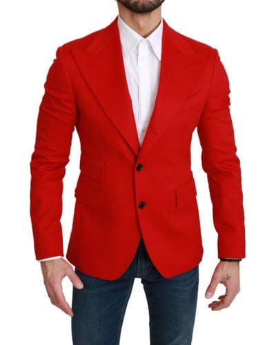Dolce & Gabbana Dolce Gabbana Cashmere Slim Fit Coat Jacket Blazer - Red
