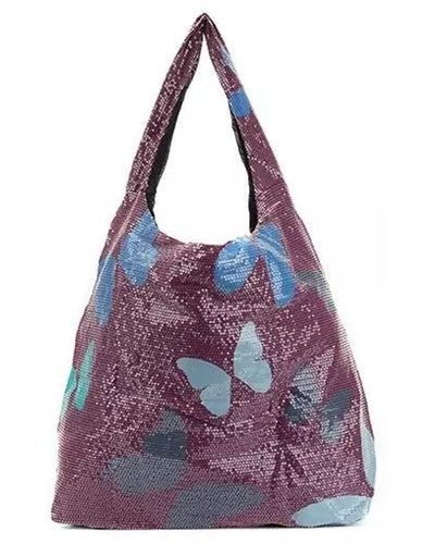 Pinko Sequin Butterfly Shopper Tote Bag - Purple