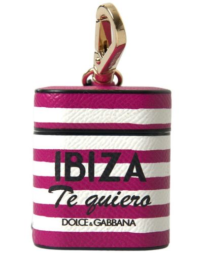 Dolce & Gabbana Chic Fuchsia Leather Airpods Case - Red