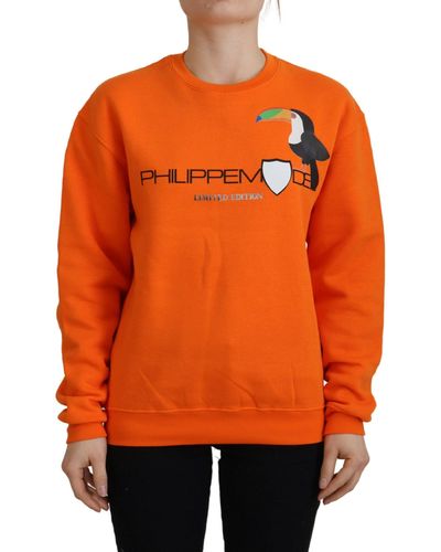 Philippe Model Printed Long Sleeves Pullover Sweater - Orange
