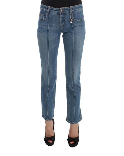 CoSTUME NATIONAL Cotton Slim Fit Cropped Jeans Blue Sig30118