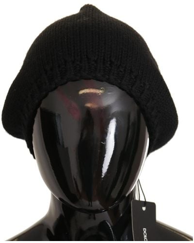 Dolce & Gabbana Virgin Wool Knitted Winter Beanie Hat - Black