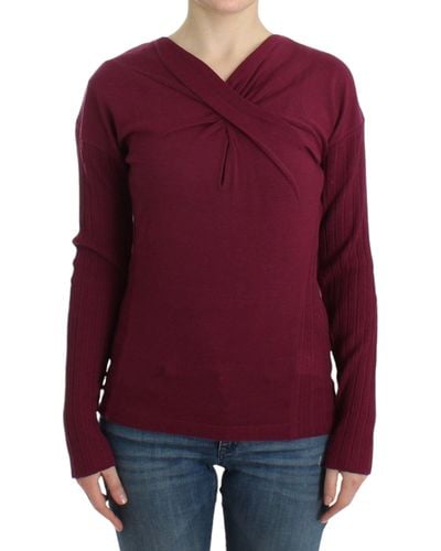 Cavalli Elegant Keyhole Wool Sweater - Red