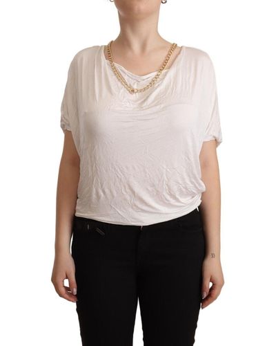 Guess By Marciano Short Sleeves Gold Chain T-shirt Top - White