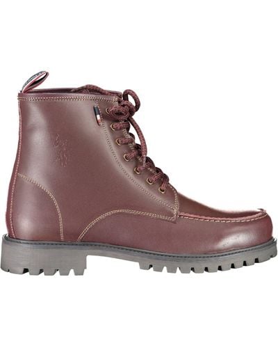 U.S. POLO ASSN. Equestrian Charm Lace-Up Leather Boots - Brown