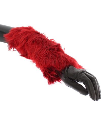 Dolce & Gabbana Elegant Leather Elbow Long Glove - Red